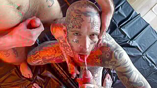 Heavy Tattooed Man Analed in Threesome Big Boobs Porn Video