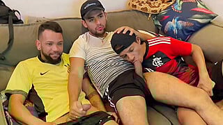 AFTER THE MATCH ON TV, FOOTBALL GAME ENDS IN AN ORGY Big Boobs Porn Video