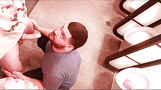 Exhibitionist Hook Up in a Public Lobby Washroom - we sneak out the stall and... Big Boobs Porn Video