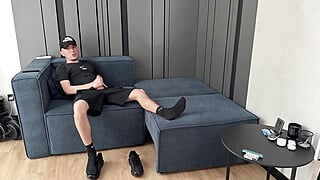 Guy jerked off and CUM in Nike Air Max Plus TN Big Boobs Porn Video